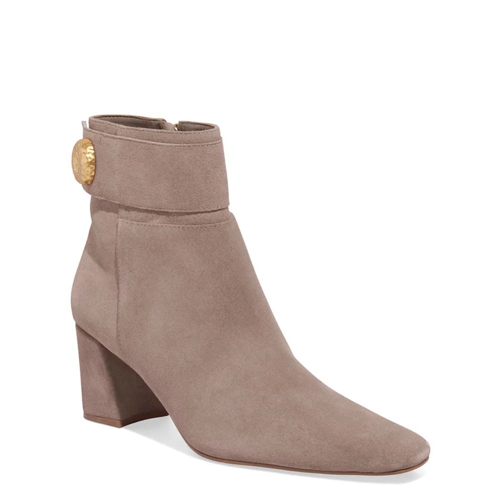 Bota Couro Camurça Cinza Cano Baixo Metal - vista 2 de 3
