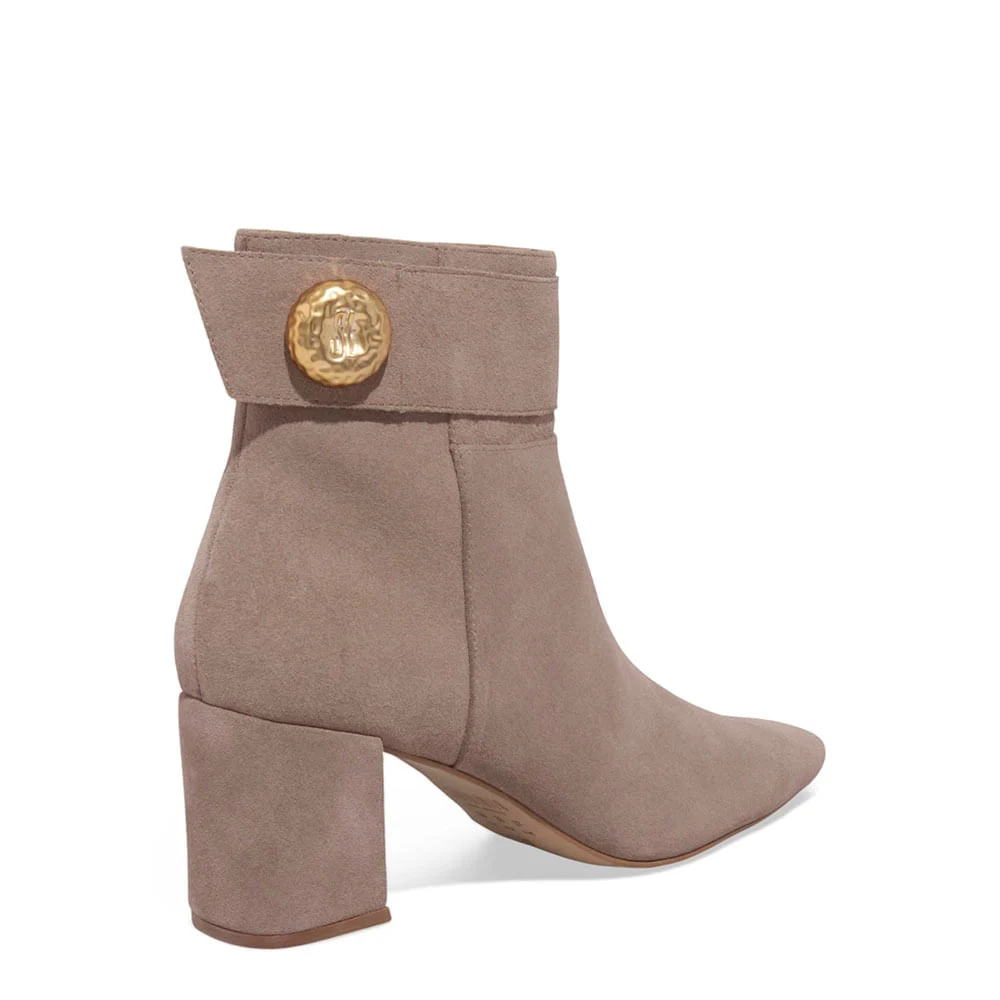 Bota Couro Camurça Cinza Cano Baixo Metal - vista 3 de 3