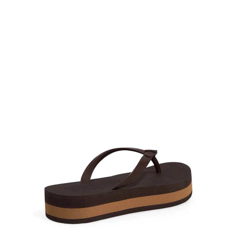 Chinelo Flatform Borracha Bico Quadrado Marrom Cocoa - vista 3 de 4