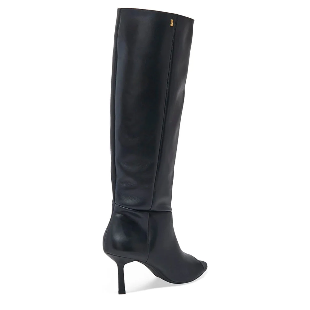 Bota Open Boot Couro Preto Cano Alto - vista 3 de 3