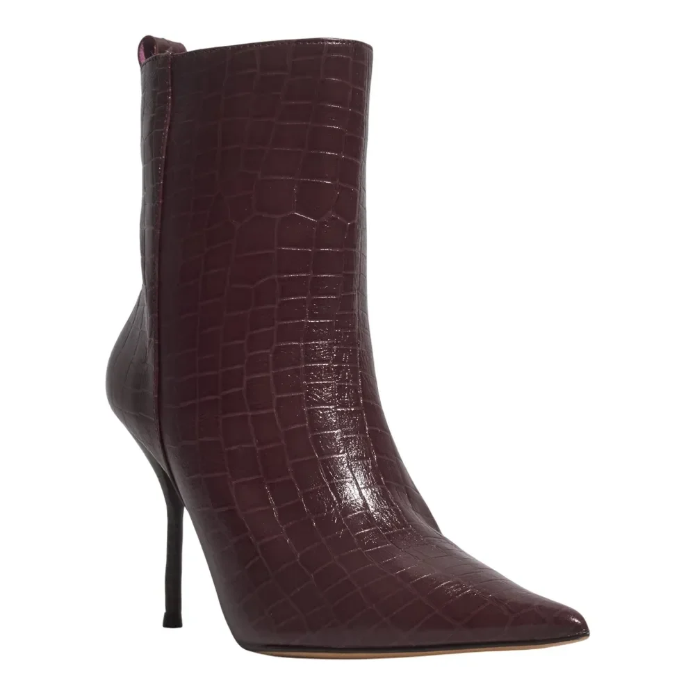 Bota Croco Cano Médio Roxo Salto Agulha - vista 2 de 3