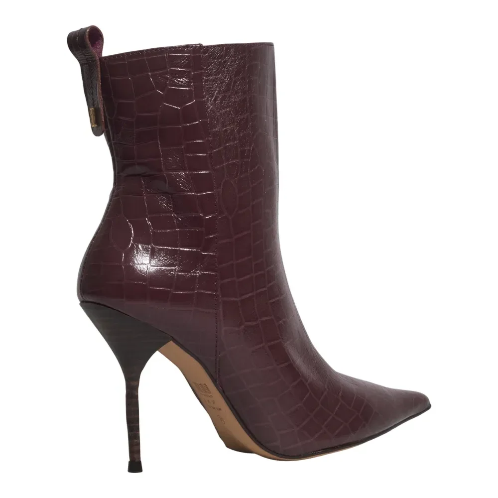 Bota Croco Cano Médio Roxo Salto Agulha - vista 3 de 3