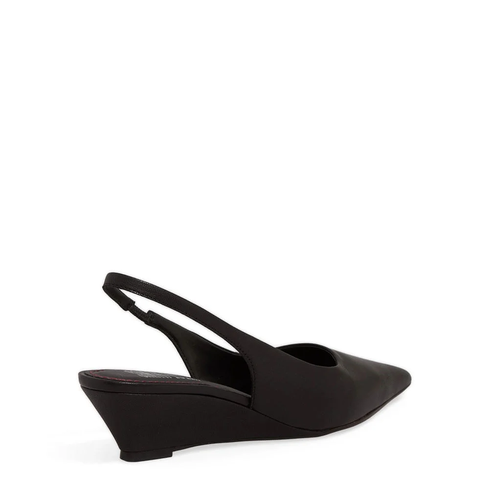 Scarpin Slingback Couro Preto Anabela - vista 5 de 5