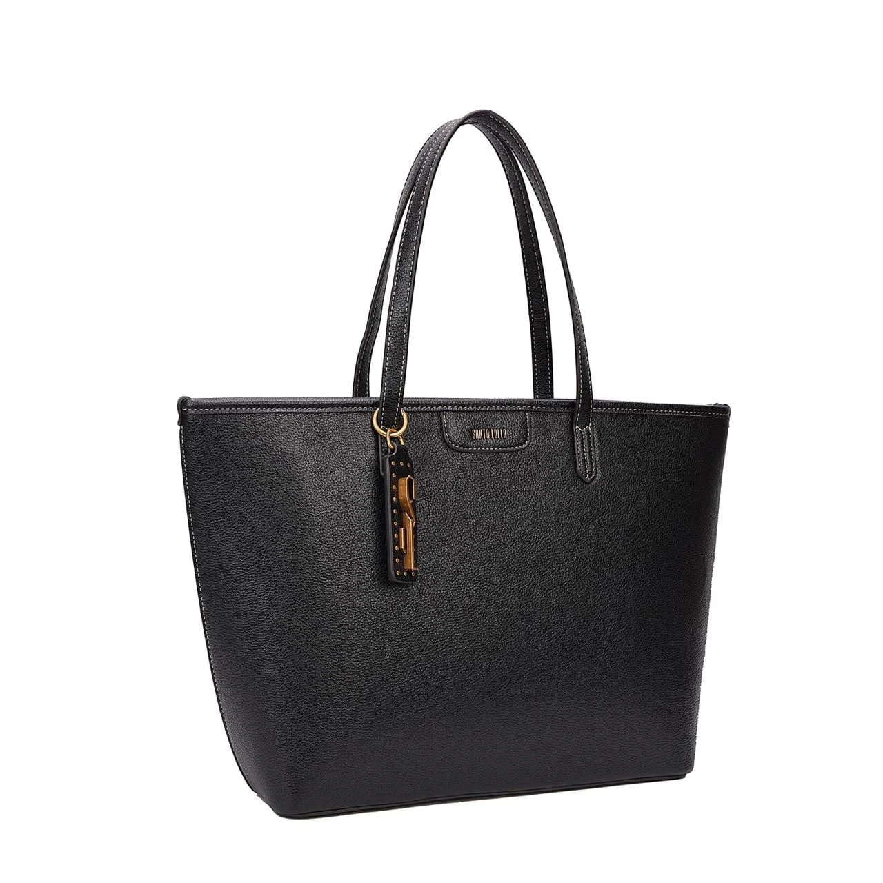 Bolsa Shopper Floater Preta Pespontos Alça De Ombro - vista 2 de 7
