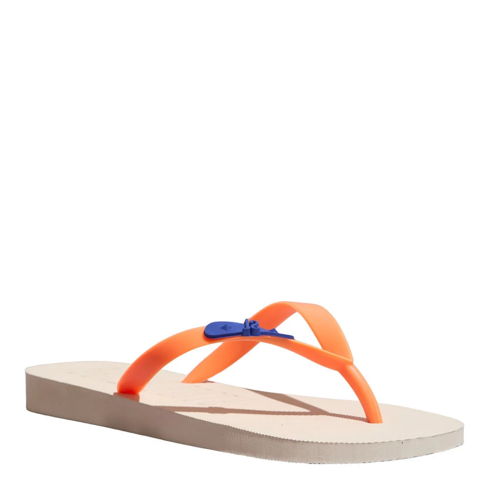 Chinelo Flip Flop Borracha Off White E Laranja - vista 2 de 3