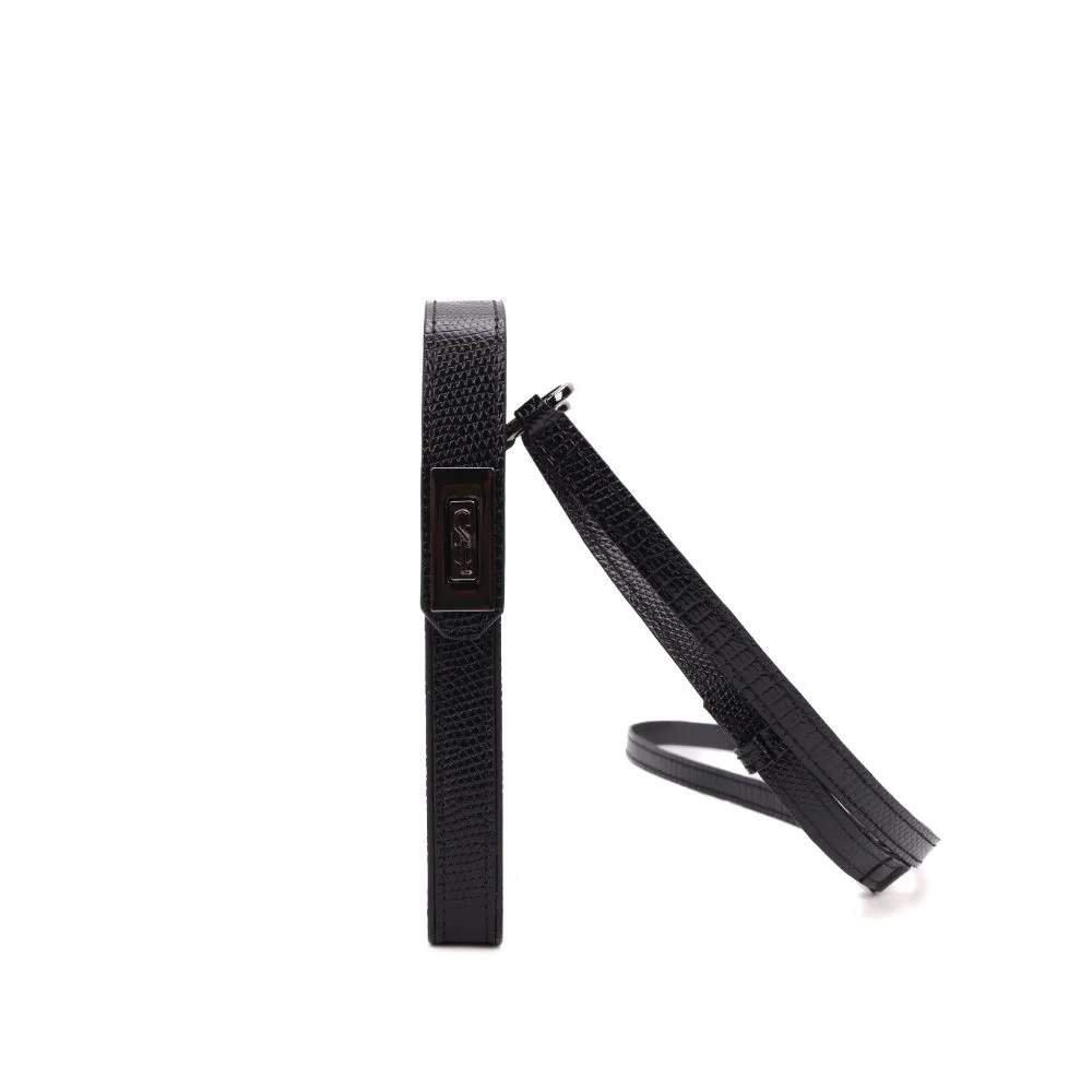 Bolsa Porta Celular Material Lizard Preto Alça Transversal - vista 6 de 7