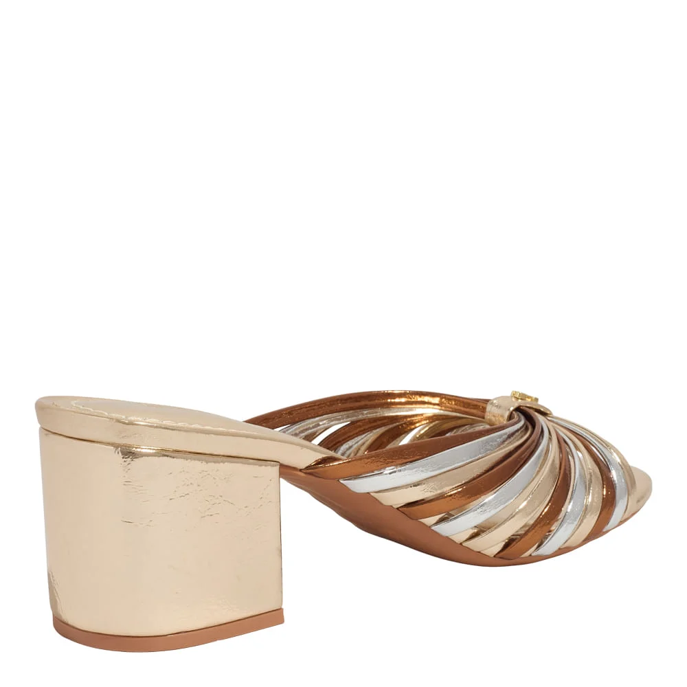 Mule Napa Soft Dourado Salto Bloco - vista 2 de 2