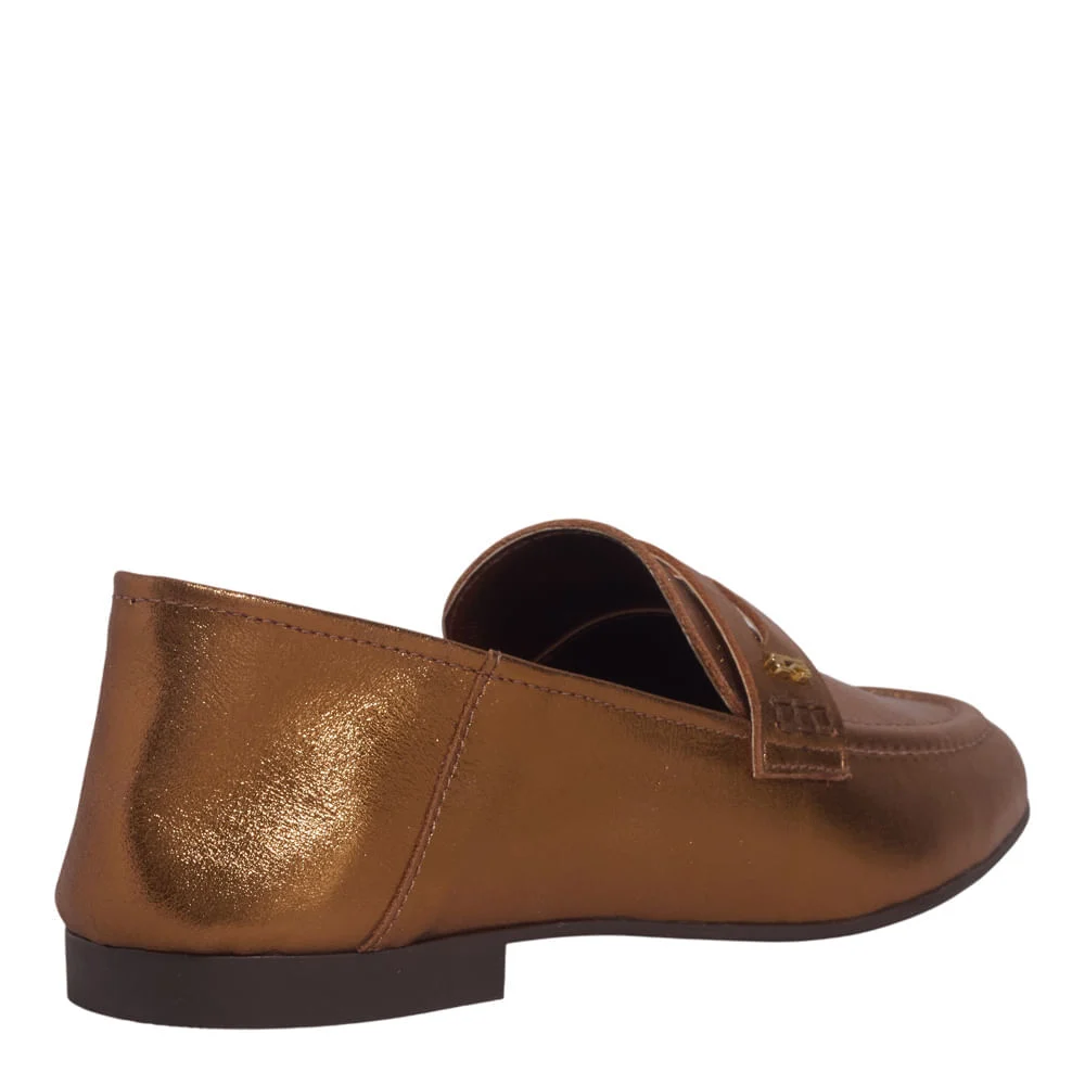 Mocassim Couro Metalizado Malibu Bronze - vista 3 de 6