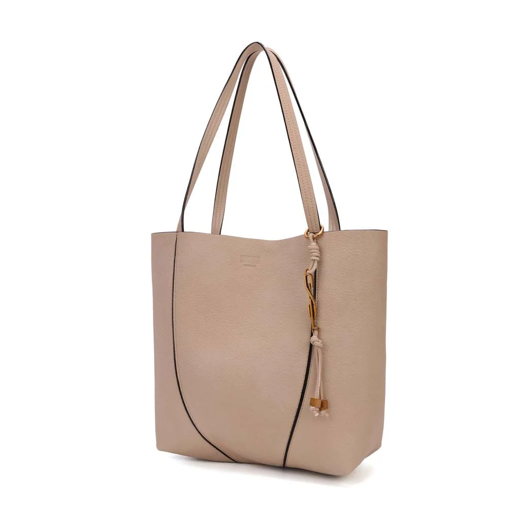 Bolsa Tote Média Nobuck Bege Sand Alça Longa - vista 3 de 7