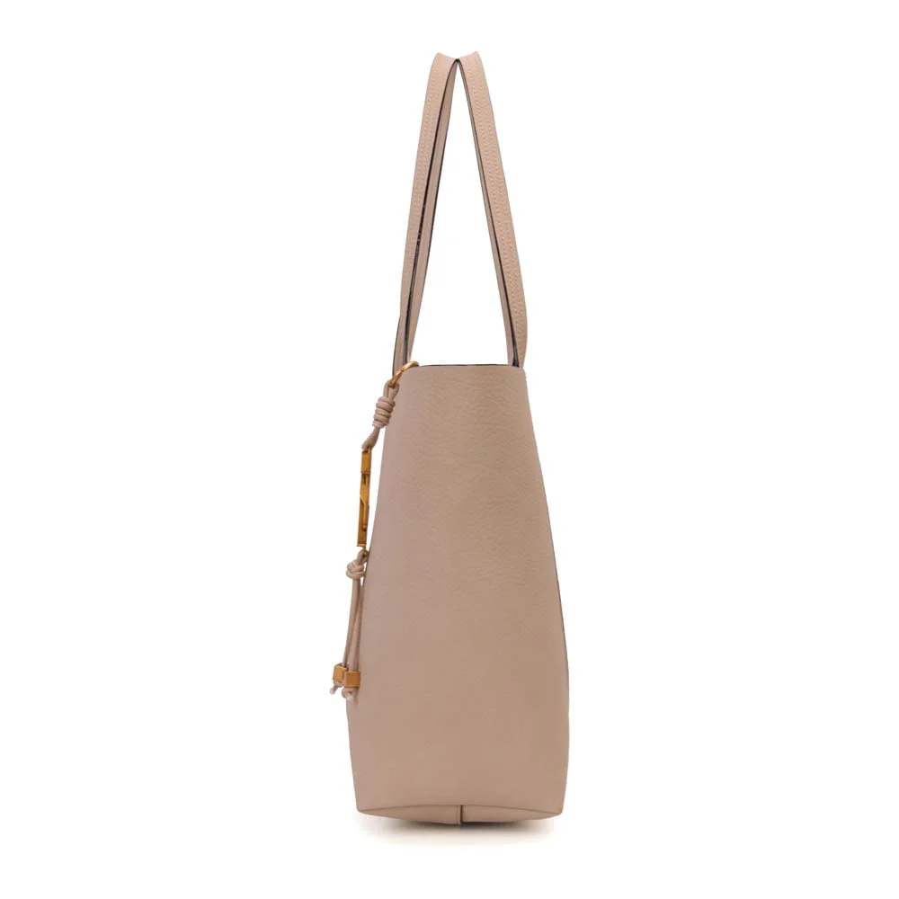 Bolsa Tote Média Nobuck Bege Sand Alça Longa - vista 4 de 7
