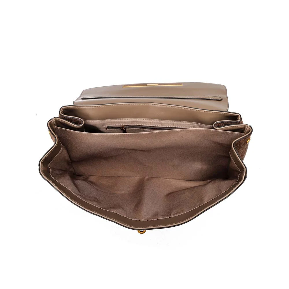 Bolsa Quadrada Croco Nobuck Bege Steel Alça Dupla - vista 7 de 7