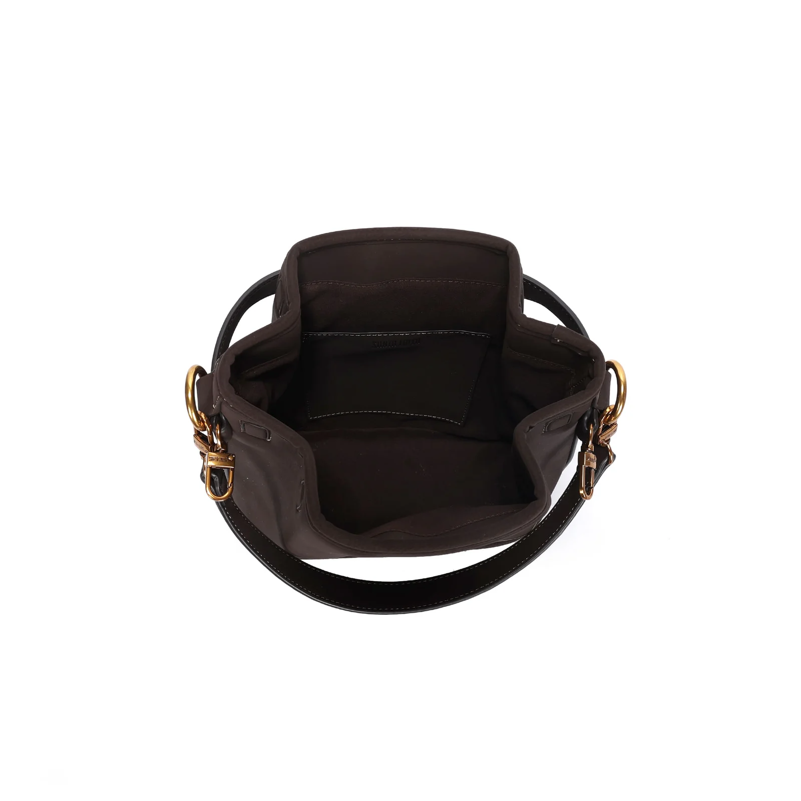 Bolsa Bucket Média Nubuck Marrom Dark Alça Corrente - vista 3 de 3