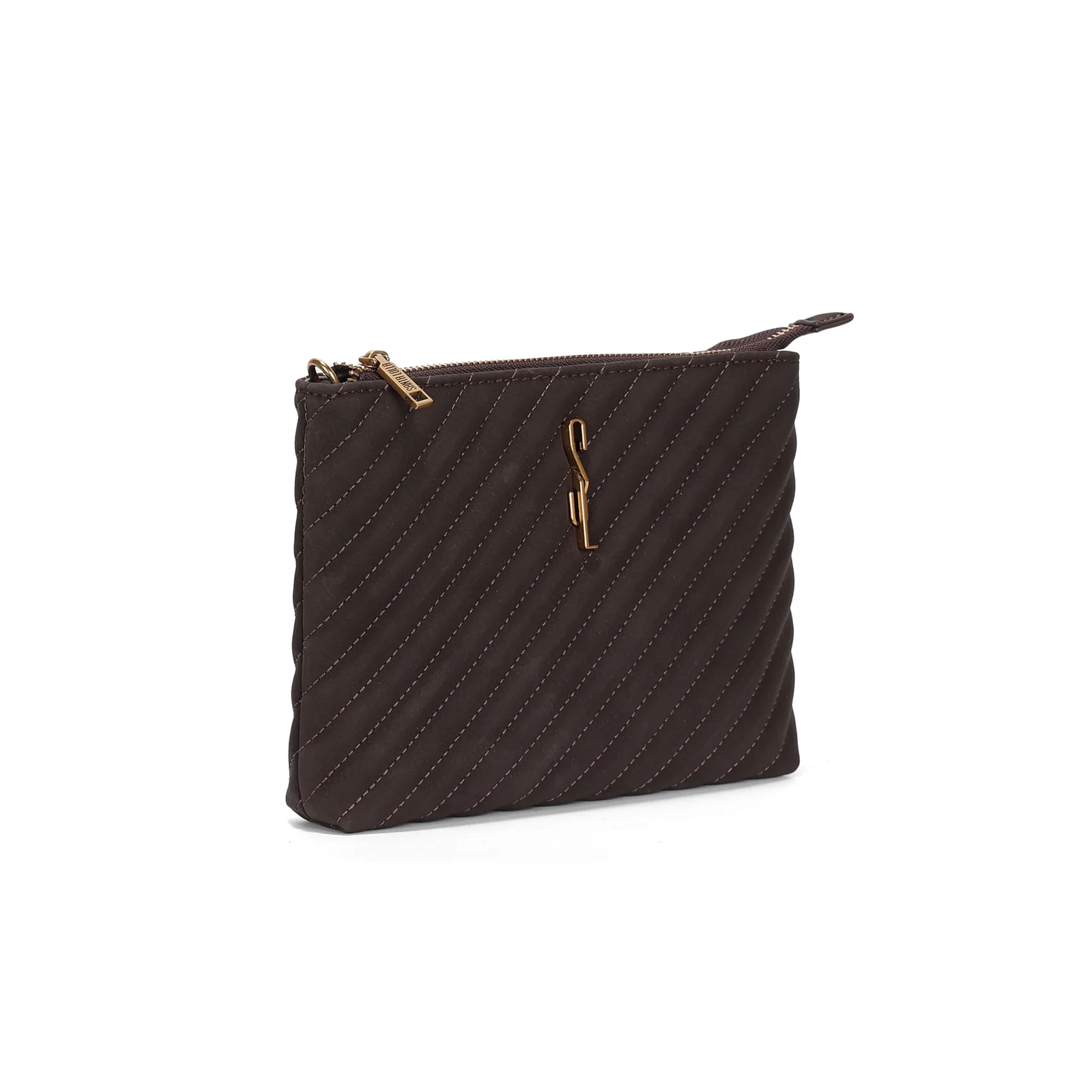 Bolsa Clutch Nobuck Marrom Dark Matelassê Alça Corrente - vista 2 de 3