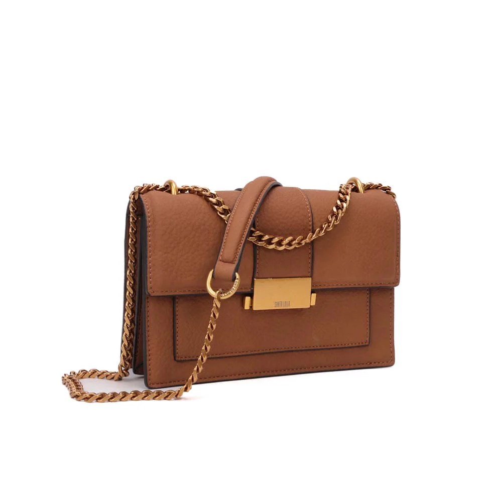 Bolsa Pequena Nobuck Alça Corrente Marrom Safari - vista 2 de 7