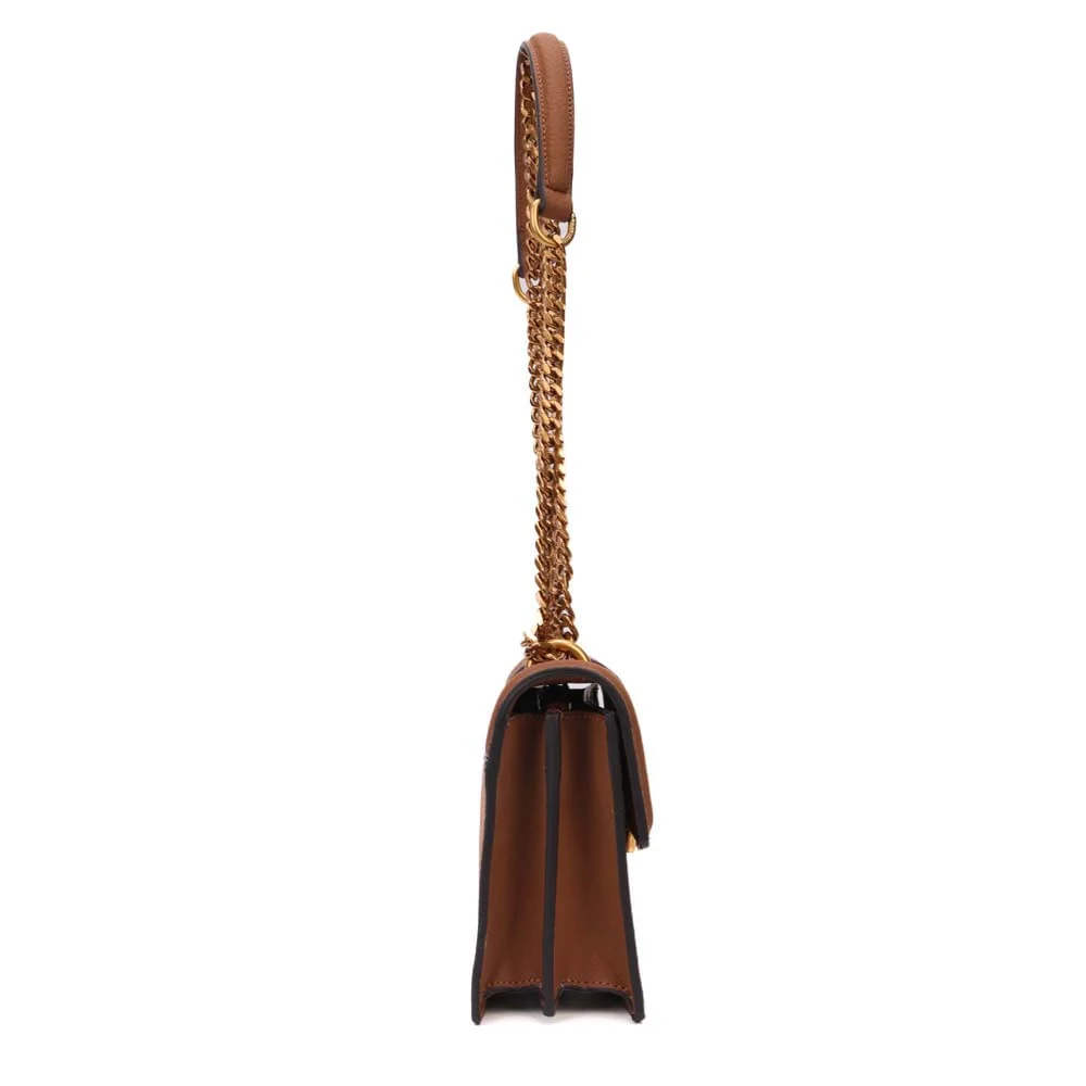 Bolsa Pequena Nobuck Alça Corrente Marrom Safari - vista 4 de 7