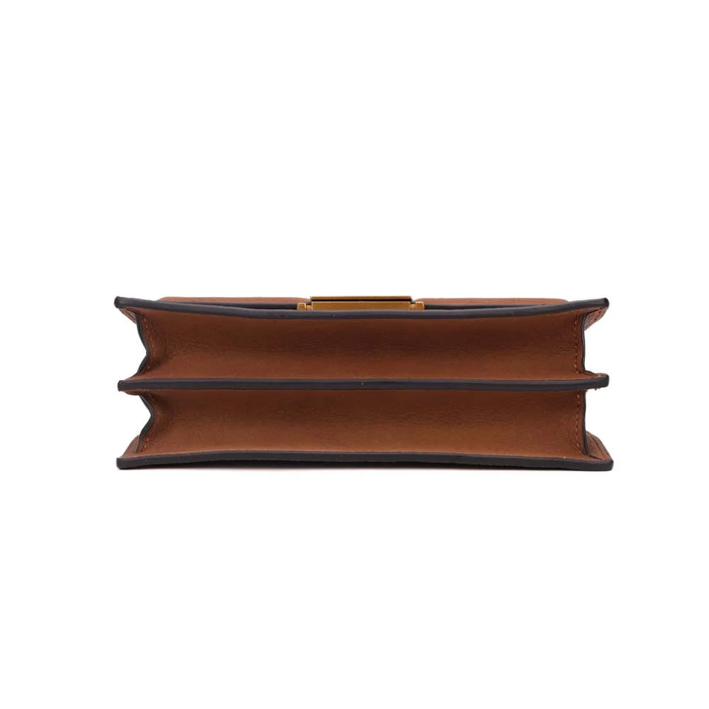 Bolsa Pequena Nobuck Alça Corrente Marrom Safari - vista 6 de 7