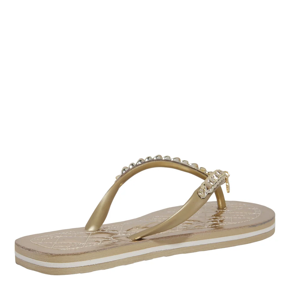 Chinelo Flip Flop Metalizado Corrente Ouro - vista 3 de 6