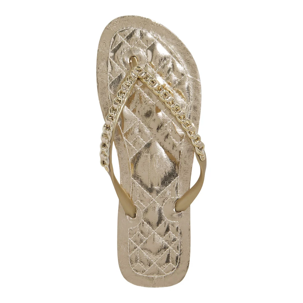 Chinelo Flip Flop Metalizado Corrente Ouro - vista 4 de 6