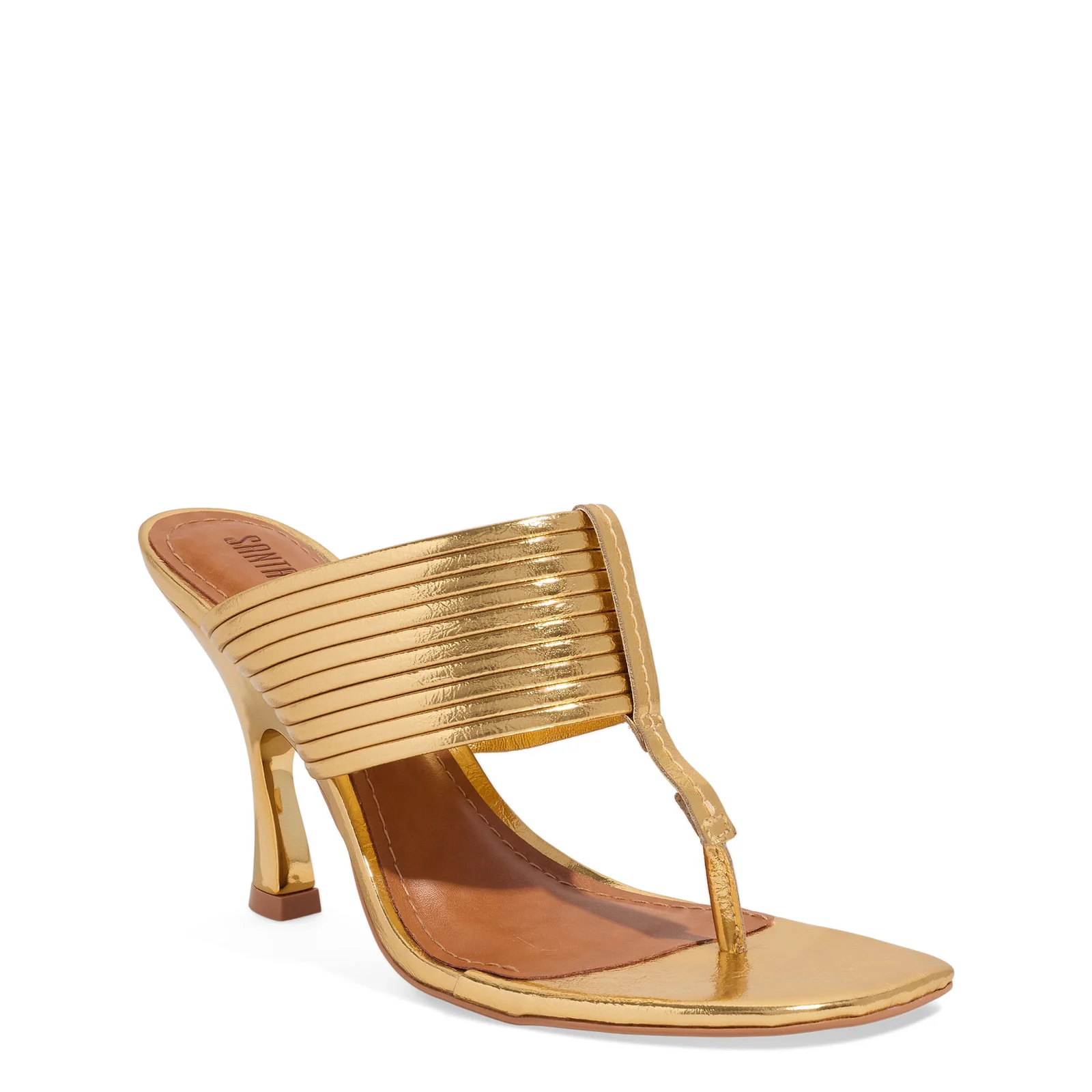 Mule Thong Metalizado Salto Fino Dourado - vista 2 de 3