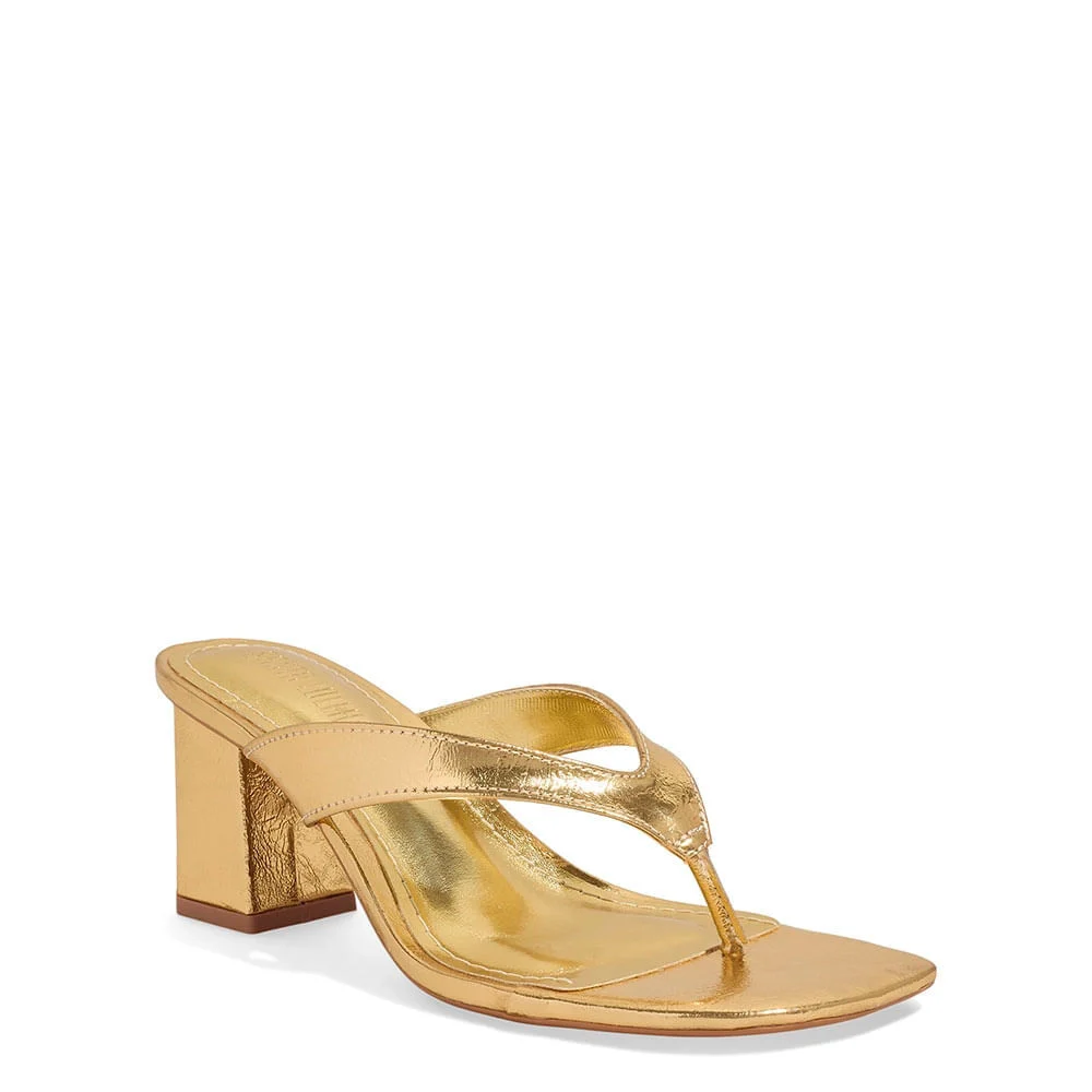 Mule Metalizado Reflexo Salto Grosso Dourado - vista 2 de 3