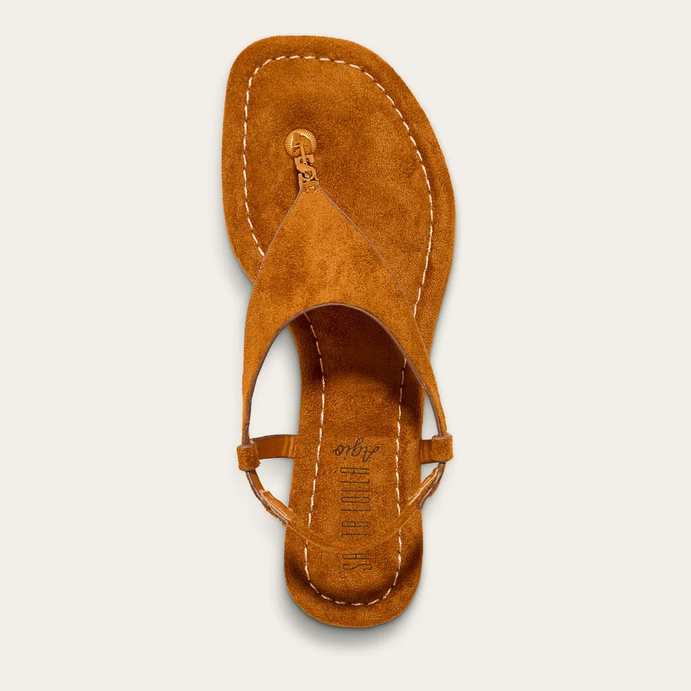Rasteira Suede Pespontos Caramelo Safari - vista 2 de 3