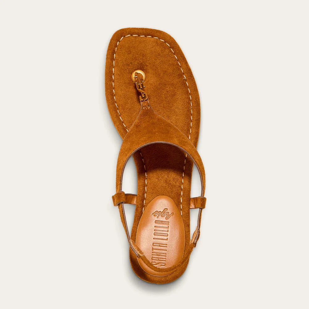 Sandália Thong Suede Marrom Salto Bloco - vista 3 de 4