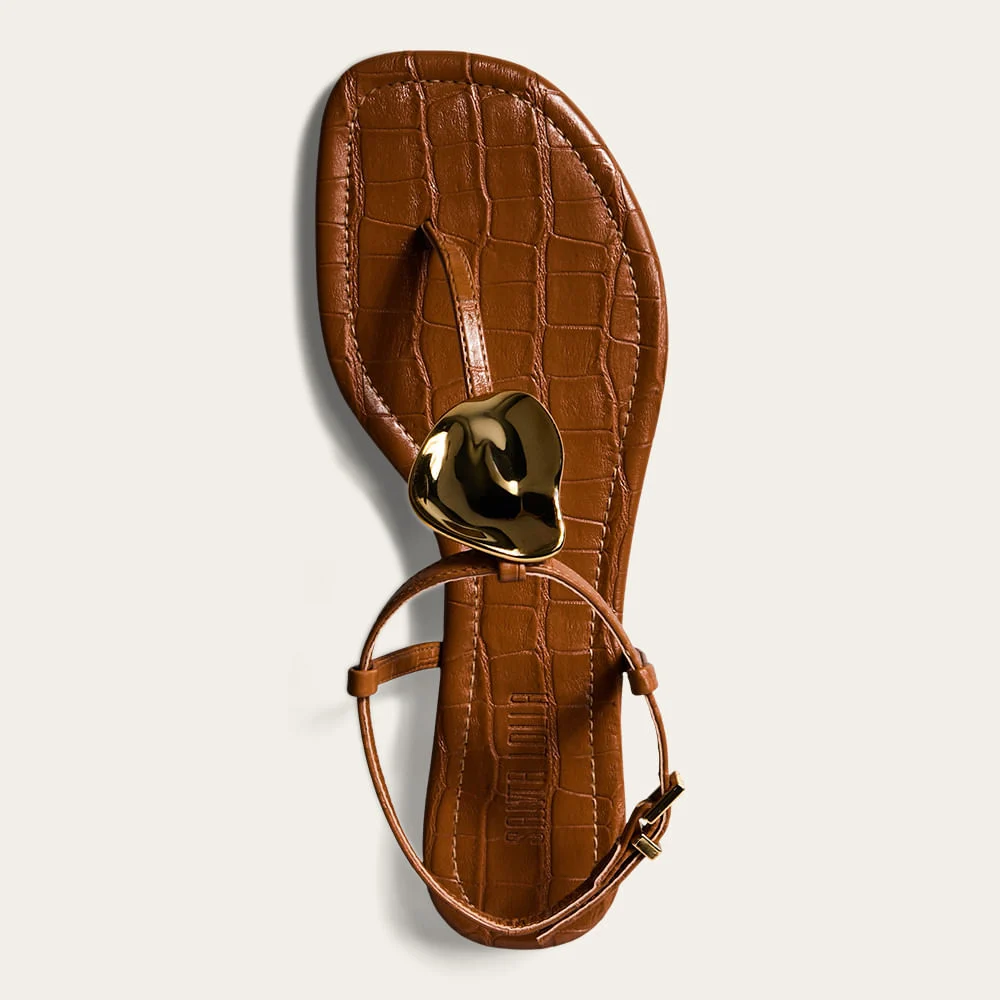 Rasteira Metal Croco Caramelo - vista 3 de 3