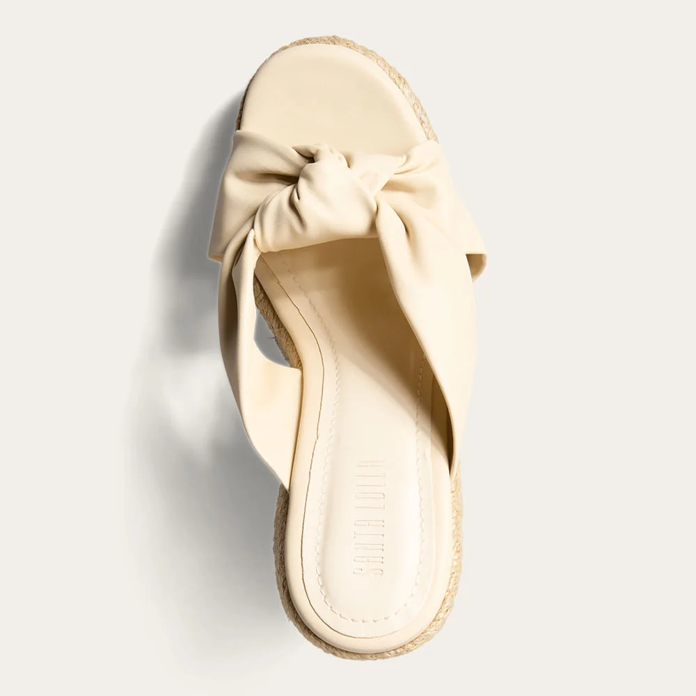 Tamanco Mule Espadrille Anabela Napa Soft Bege Angelical - vista 4 de 4