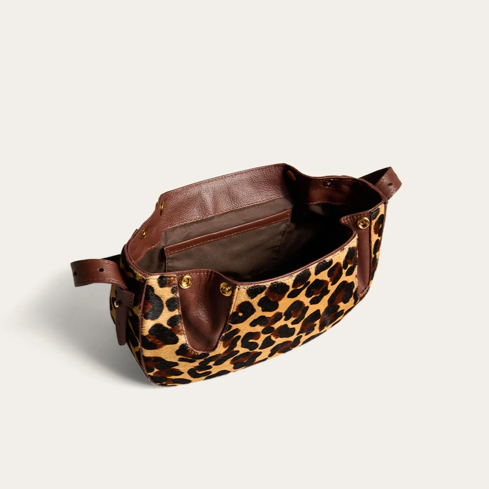 Bolsa Média Couro Pelo Alça De Ombro Animal Print Onça - vista 3 de 3