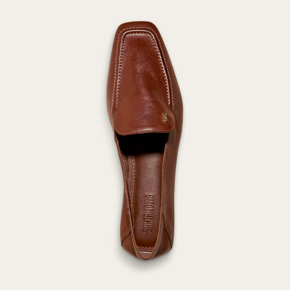 Mocassim Couro Bico Quadrado Marrom Terracota - vista 2 de 2