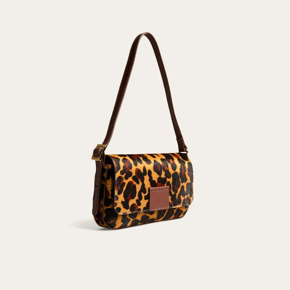 Bolsa Pequena Couro Pelo Alça De Ombro Animal Print Onça - vista 2 de 3