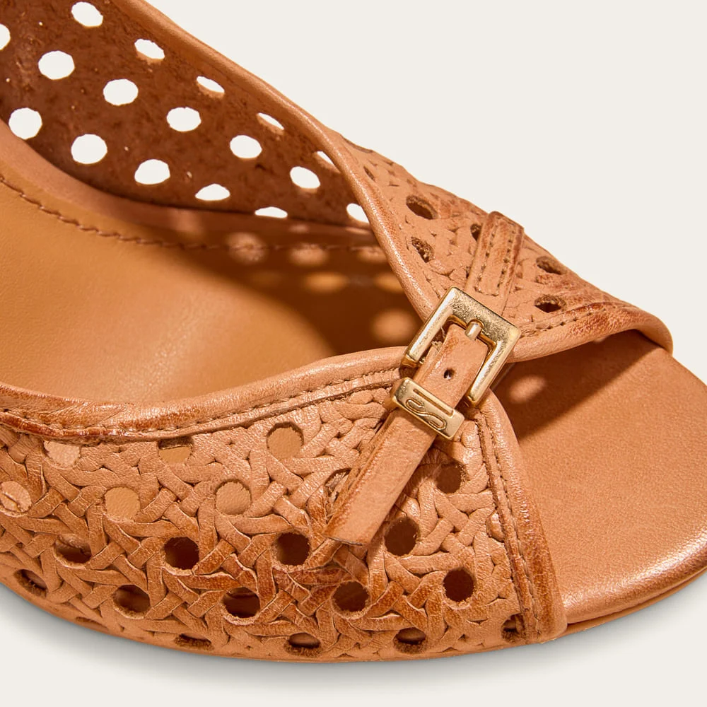 Peep Toe Couro Salto Fino Marrom Doce De Leite - vista 4 de 4