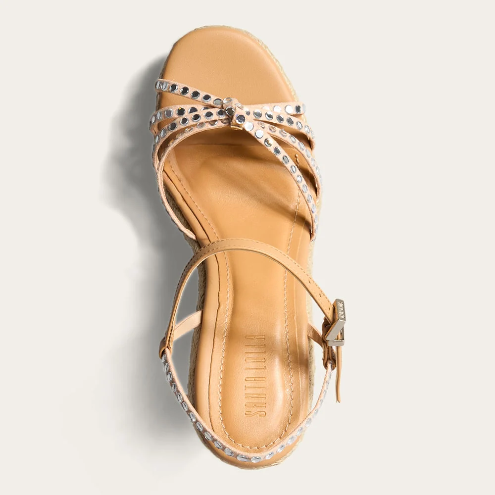 Sandália Espadrille Anabela Tachas Dumay Rosa Nude - vista 4 de 4