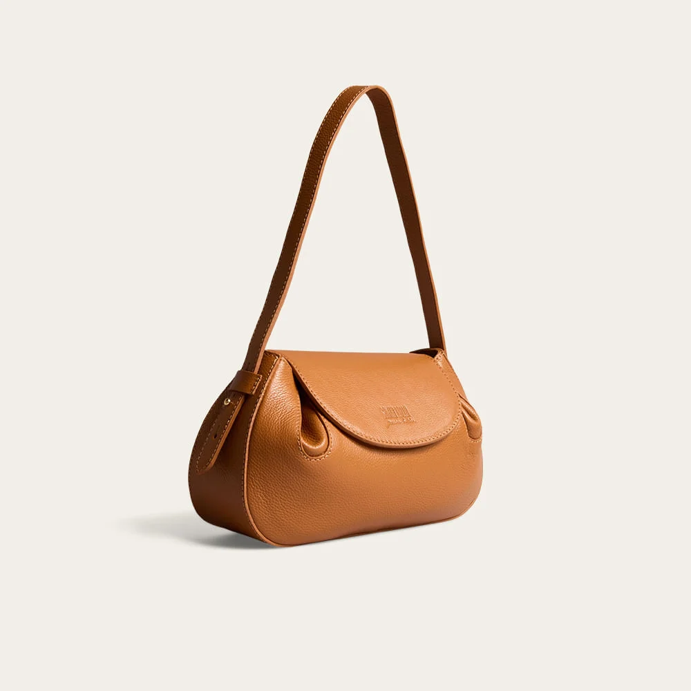 Bolsa Média Couro Floater Alça De Ombro Caramelo Safari - vista 2 de 3