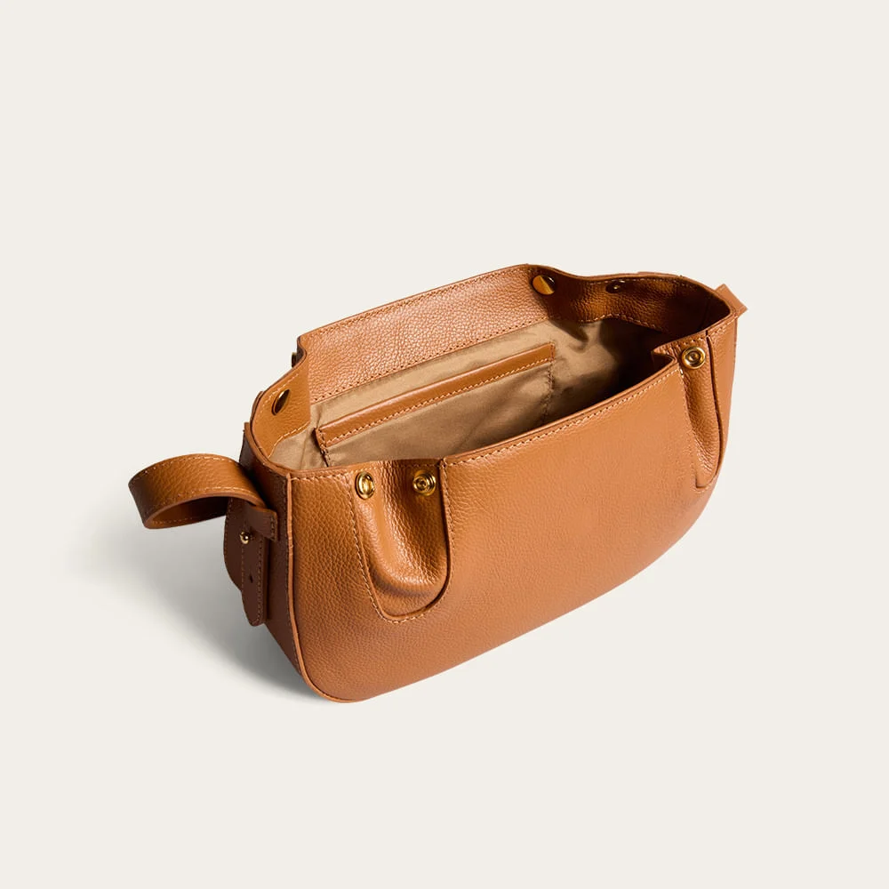 Bolsa Média Couro Floater Alça De Ombro Caramelo Safari - vista 3 de 3