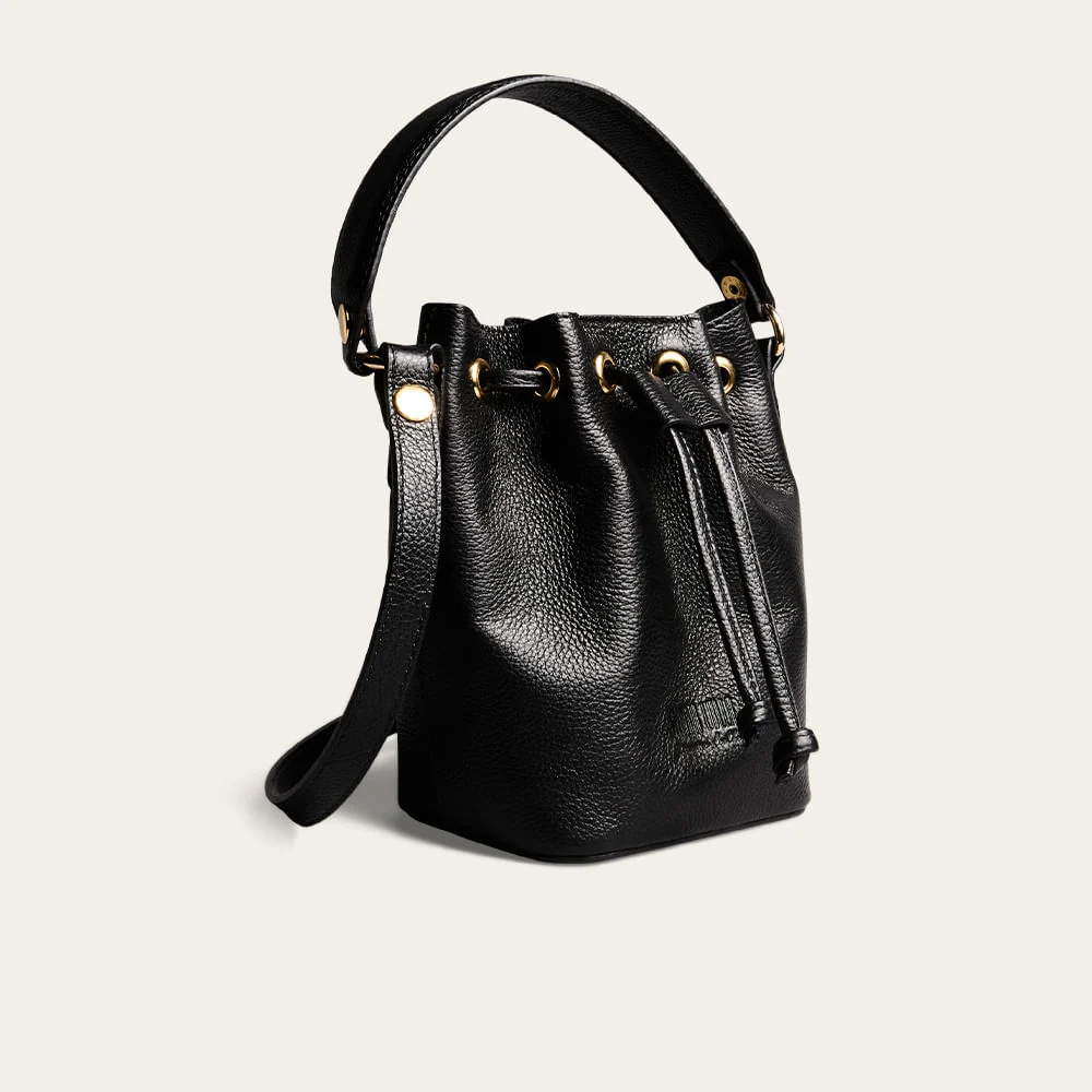 Bolsa Bucket Pequena Couro Floater Preta - vista 2 de 3