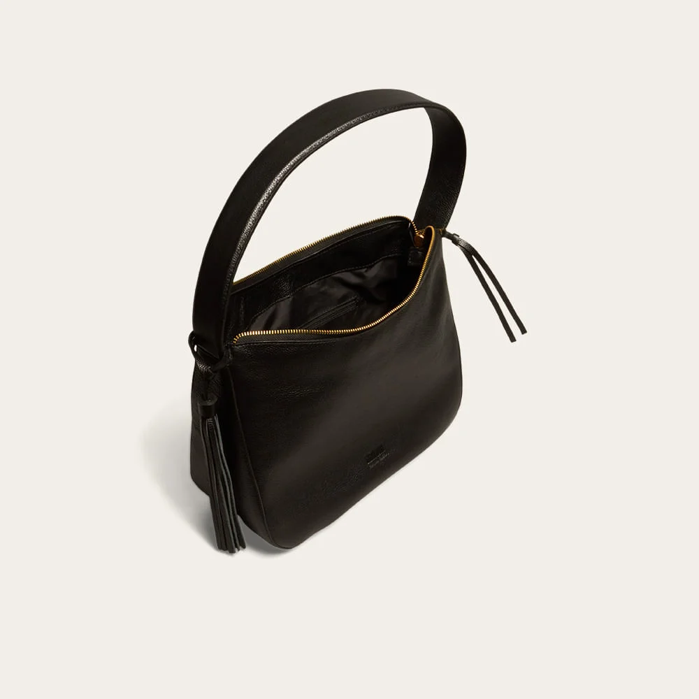 Bolsa Hobo Couro Floater Preto - vista 3 de 3