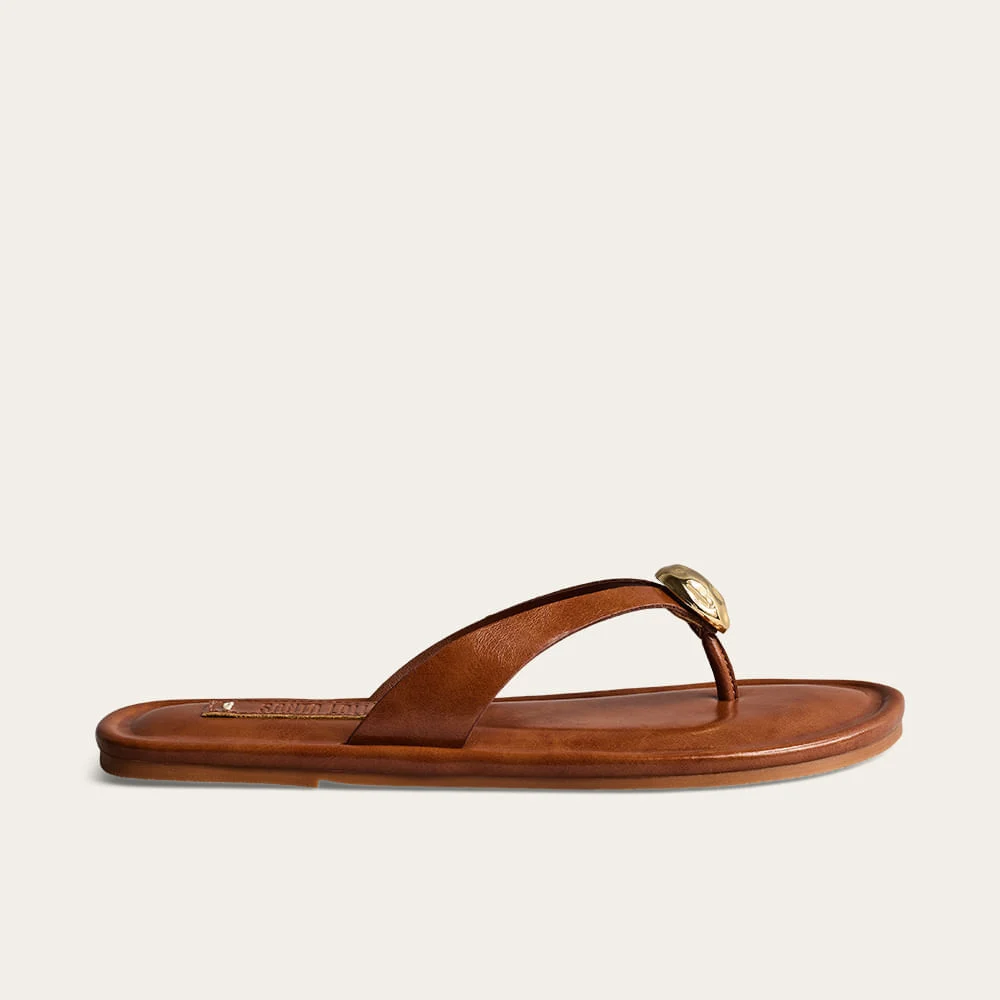 Rasteira Metal Napa Madri Marrom Caramel - vista 1 de 2