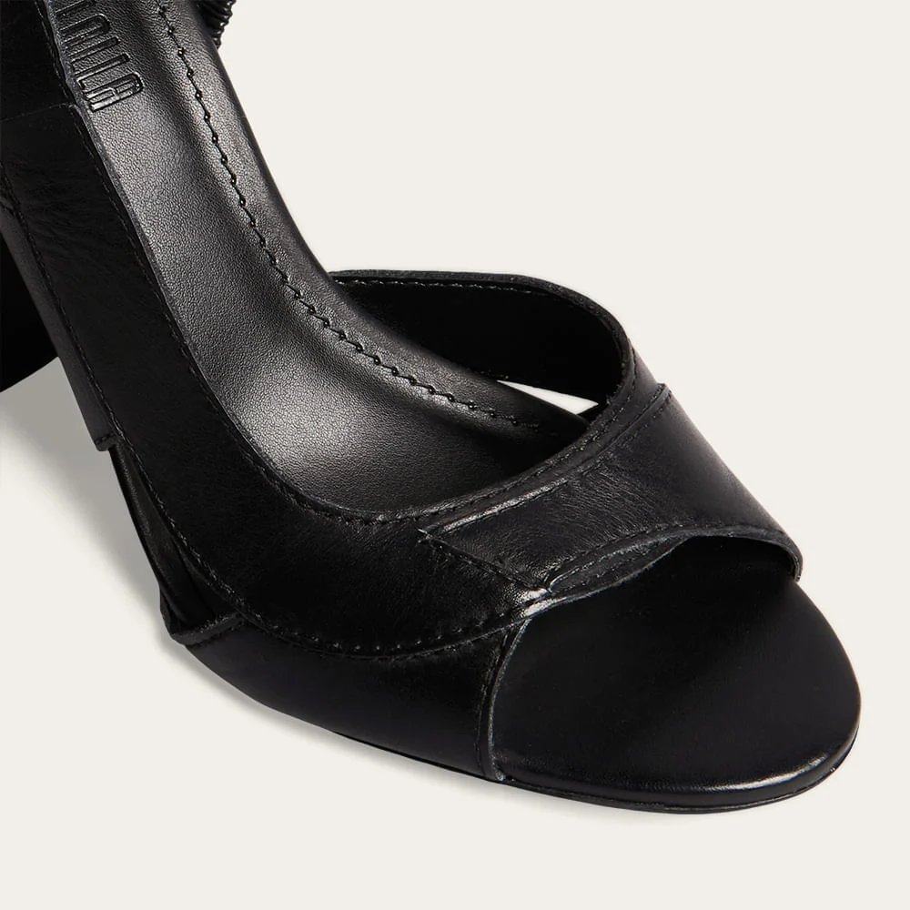 Sandália Peep Toe Slingback Couro Pelica Soft Salto Grosso Preto - vista 3 de 4