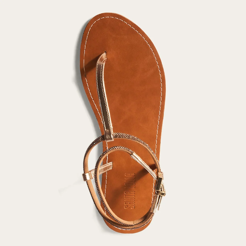 Rasteira Metalizada Soft Brilho Strass Dourado - vista 2 de 2