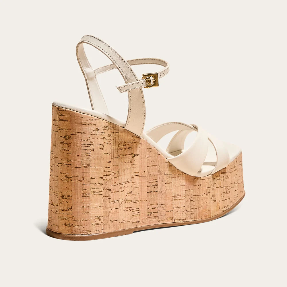 Sandália Espadrille Anabela Couro Soft Off White - vista 2 de 3