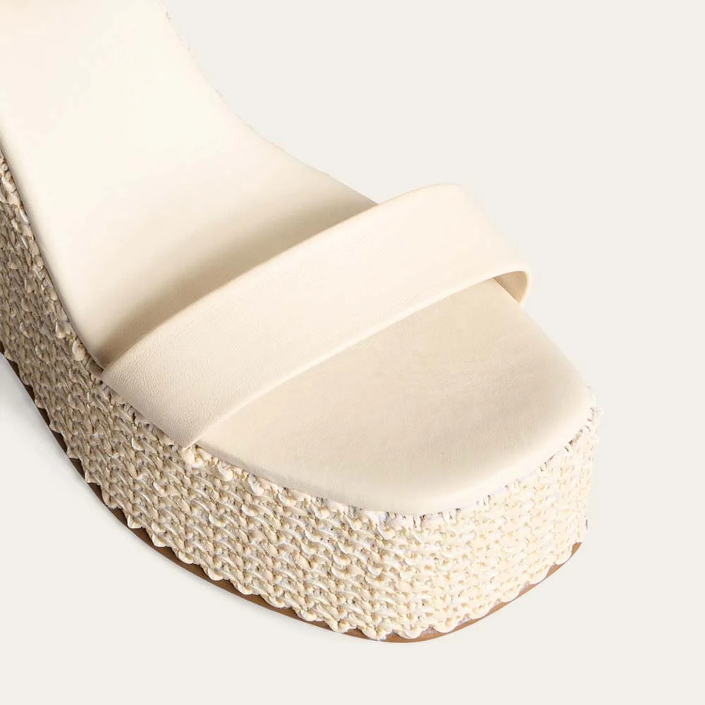 Sandália Espadrille Anabela Couro Soft Off White - vista 3 de 3