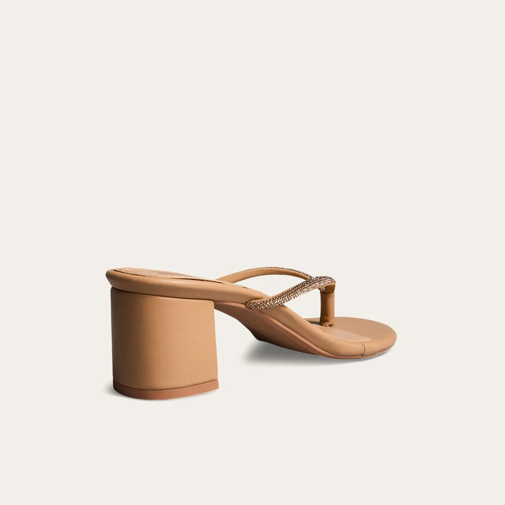 Tamanco Mule De Dedo Brilho Strass Cristal Salto Grosso Rosa - vista 2 de 4