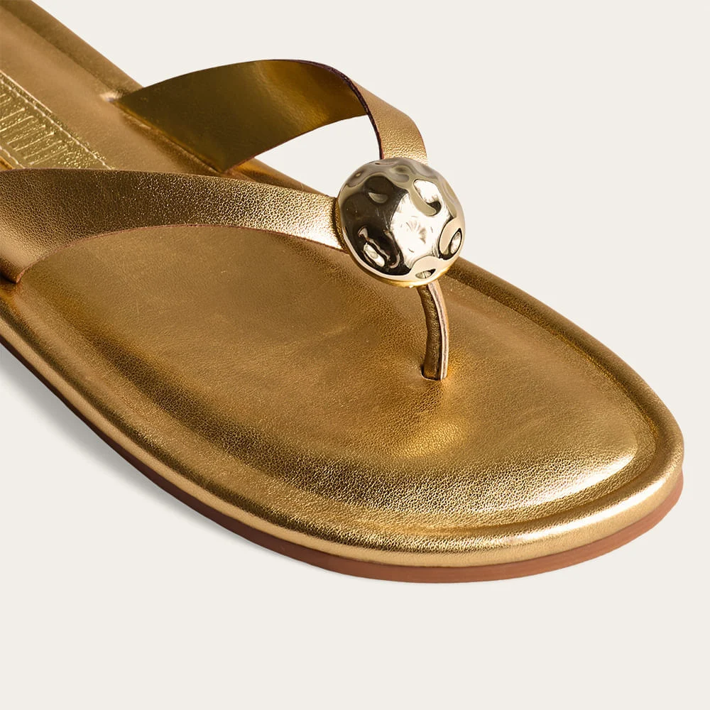 Rasteira Metal Metalizada Soft Dourada - vista 3 de 3
