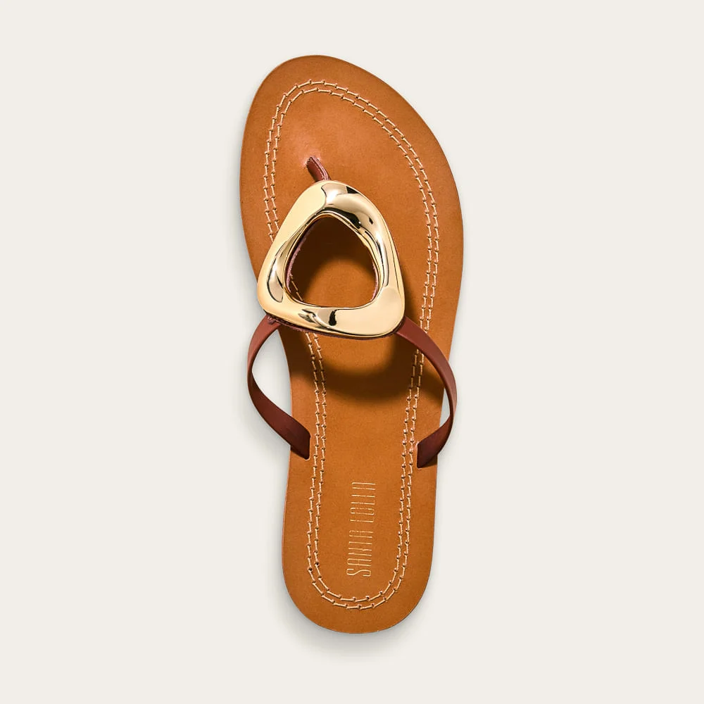 Rasteira Metal Couro Nobre Soft Marrom Terracota - vista 2 de 2