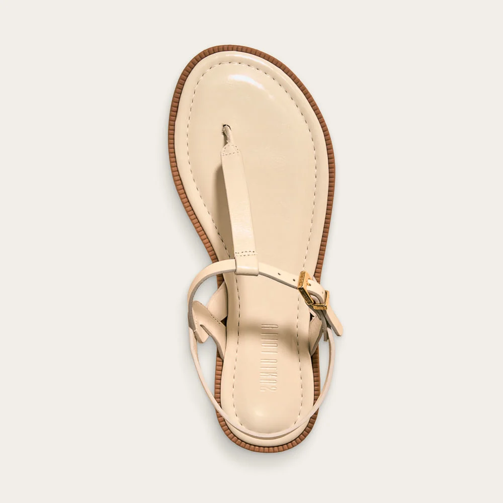 Rasteira Couro Confort Marrom Off White Marfim - vista 3 de 3