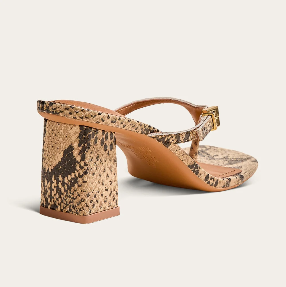 Tamanco Mule De Dedo Couro Bico Quadrado Salto Grosso Animal Print Onça - vista 2 de 3
