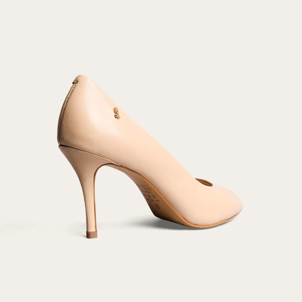 Peep Toe Couro Pelica Soft Salto Fino Bege Areia - vista 2 de 4