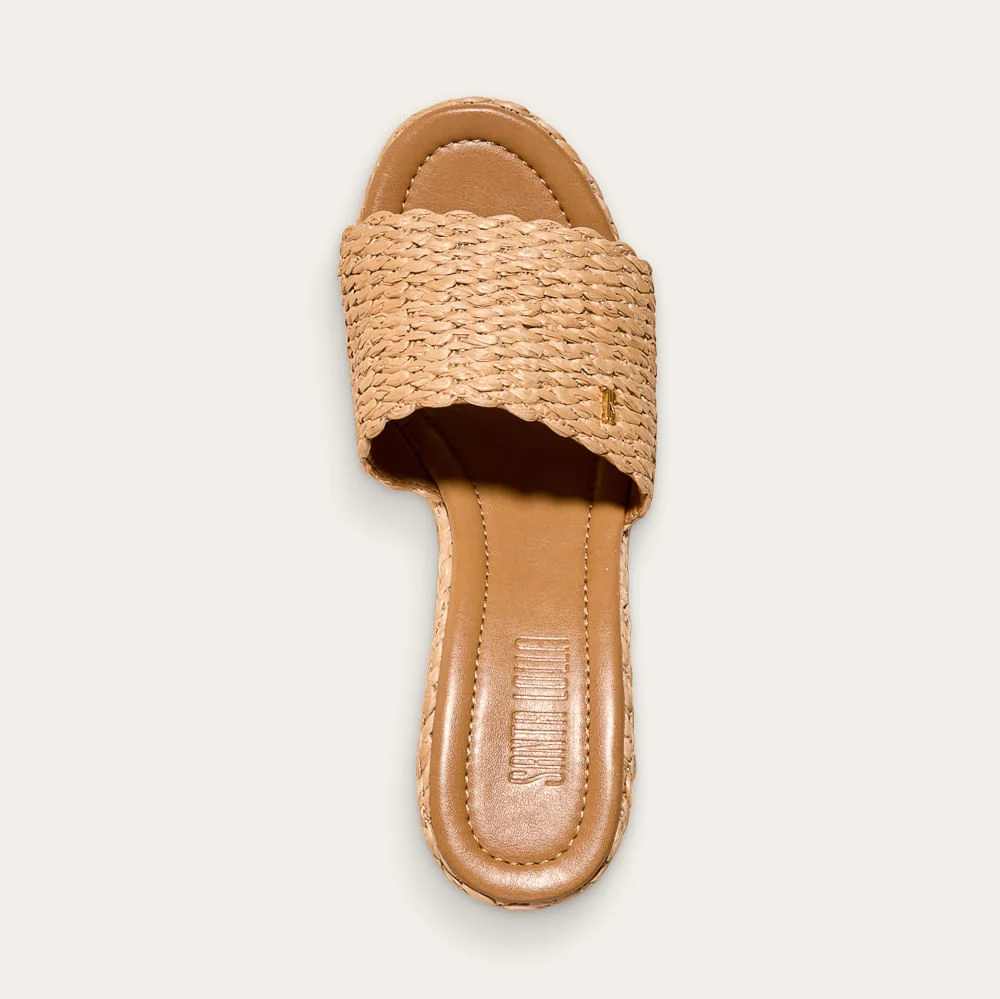 Tamanco Espadrille Anabela Tramado Bege Natural - vista 3 de 3