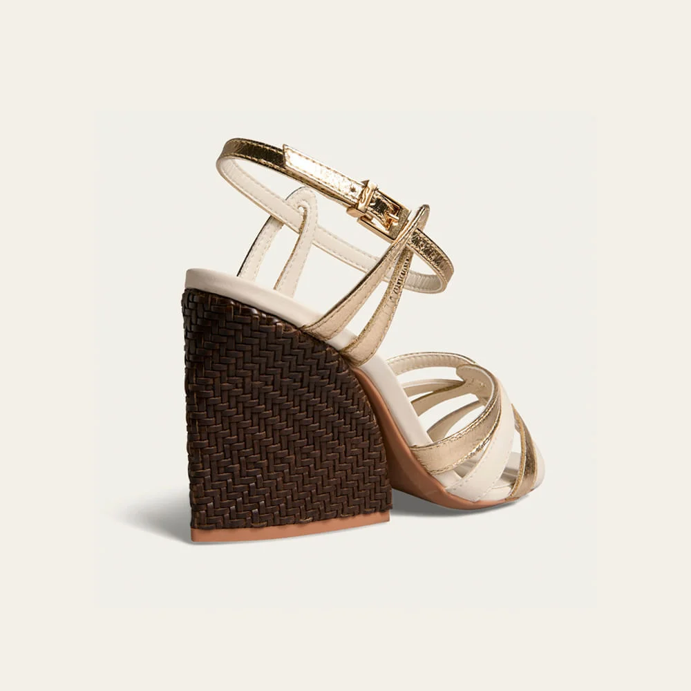 Sandália Peep Toe Couro Pelica Soft Off White - vista 4 de 6